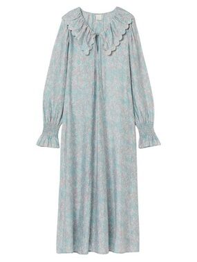 H&M Light Blue and Pink Floral Long Sleeve Maxi Dress